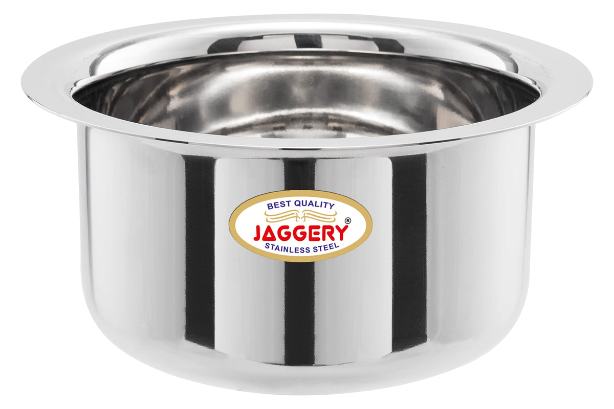 JAGGERY Stainless Steel Round Bottom Heavy Gauge Patila/Bhagona/Tapeli/Tope