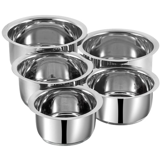 Vinod Stainless Steel Tope Set of 5 Pieces - 0.8L, 1L, 1.4L, 1.8L & 2.2 LTR