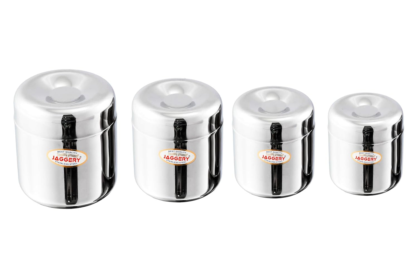 JAGGERY Stainless Steel Apple Dabba, Junior Storage Container, Canisters Set of 4 pcs (120 ml, 150 ml, 200 ml, 260 ml)