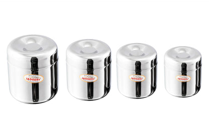 JAGGERY Stainless Steel Apple Dabba, Junior Storage Container, Canisters Set of 4 pcs (120 ml, 150 ml, 200 ml, 260 ml)