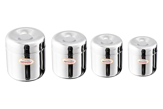 JAGGERY Stainless Steel Apple Dabba, Junior Storage Container, Canisters Set of 4 pcs (150 ml)