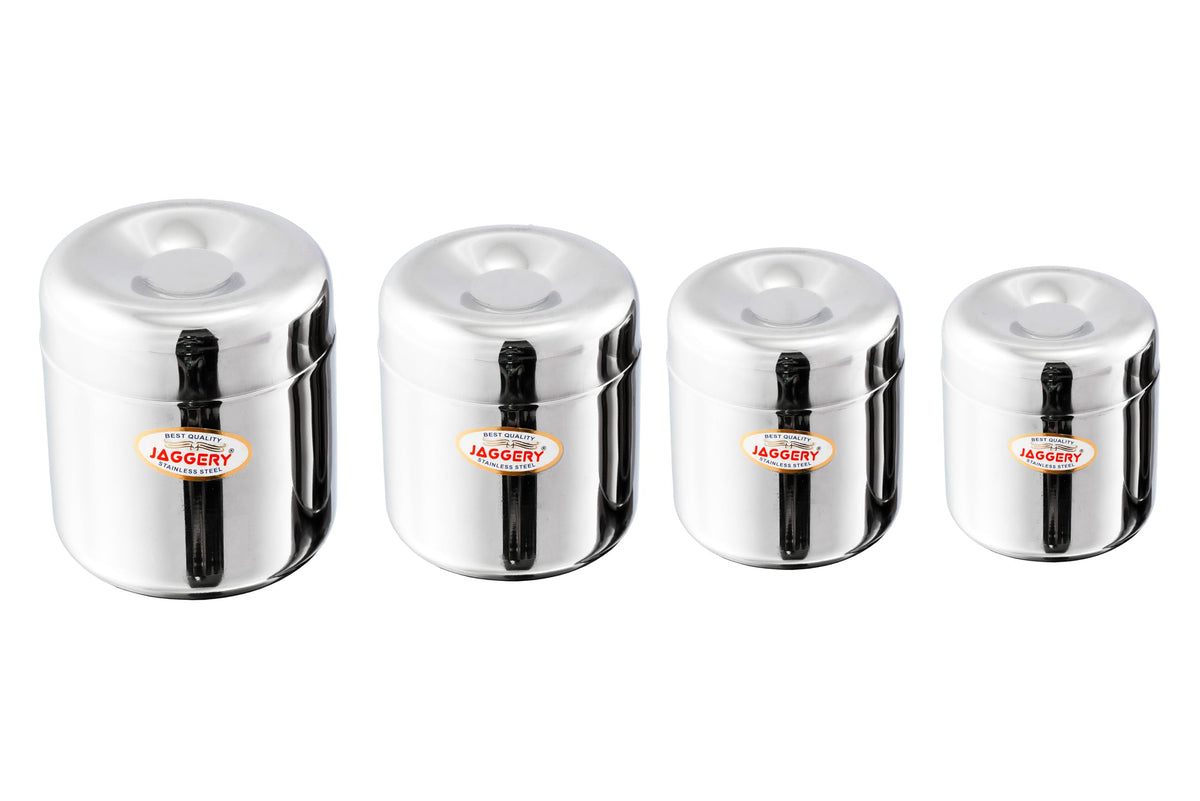 JAGGERY Stainless Steel Apple Dabba, Junior Storage Container, Canisters Set of 4 pcs (120 ml, 150 ml, 200 ml, 260 ml)