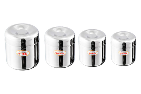 JAGGERY Stainless Steel Apple Dabba, Junior Storage Container, Canisters Set of 4 pcs (120 ml, 150 ml, 200 ml, 260 ml)