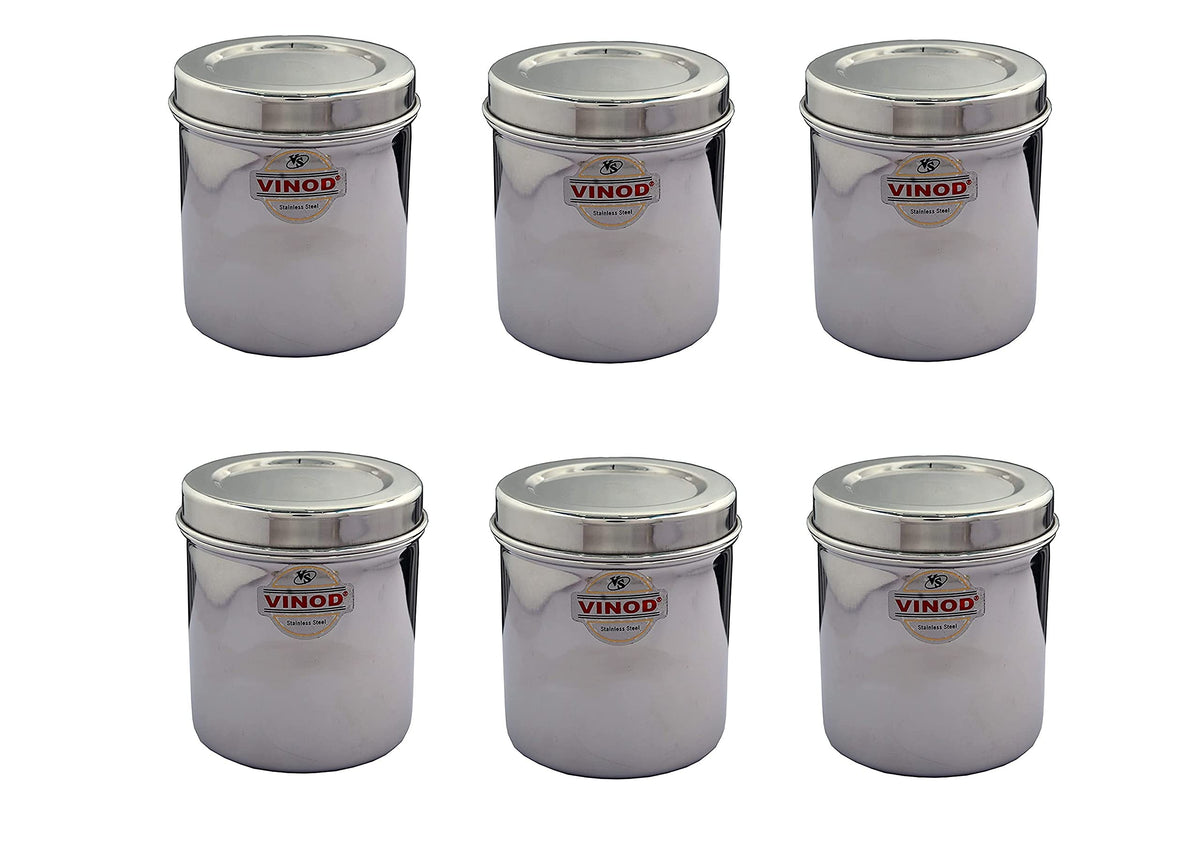 Vinod Stainless Steel Container with Lid, Set of 6, Airtight Steel Container, Silver