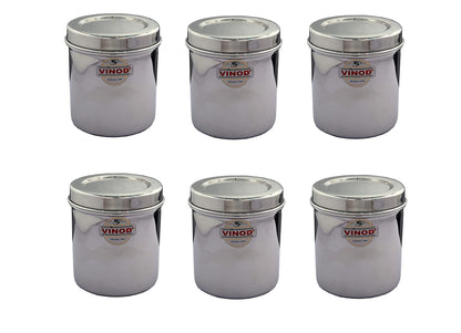 Vinod Stainless Steel Container with Lid, Set of 6, Airtight Steel Container, Silver