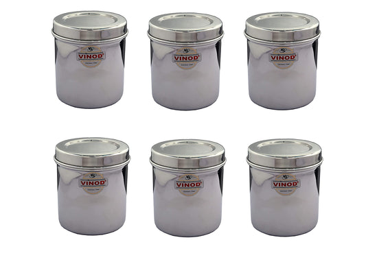Vinod Stainless Steel Container with Lid, Set of 6, Airtight Steel Container, Silver