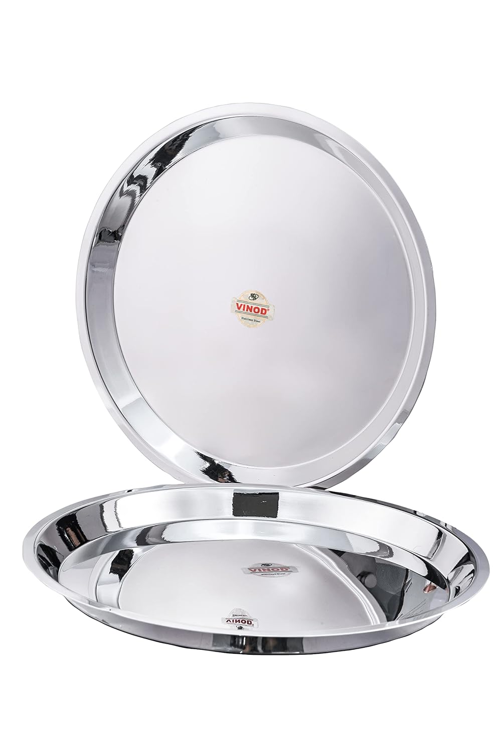 Vinod Stainless Steel Breakfast/Lunch/Dinner Plates with High Shiny Polish (Heavy Gauge) Bhojan Thali (Pack of 2, Dia- 31 cm)