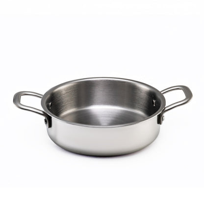 JAGGERY Triply Stainless Steel Shallow Flat Kadai | Induction & Gas Compatible Jalebi Kadai | Triply Saucepot | Frypan | Heavy Duty Stainless Steel Cookware