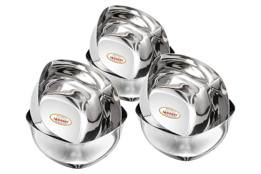 JAGGERY Stainless Steel Square Shaped Dessert Bowl Pack of 6 Pcs