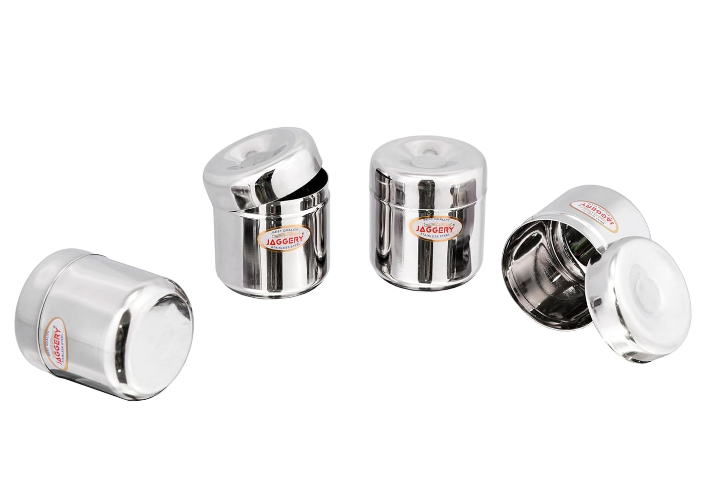 JAGGERY Stainless Steel Apple Dabba, Junior Storage Container, Canisters Set of 4 pcs (150 ml)
