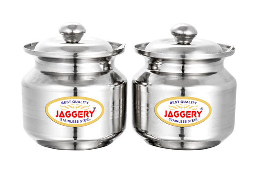 JAGGERY Stainless Steel Ghee Dani Oil Pot Oil Dispenser With Lid And Spoon