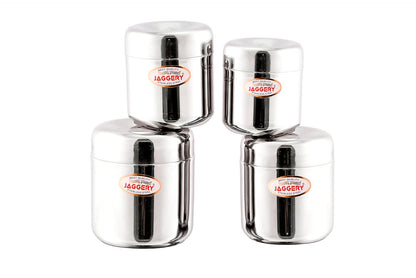 JAGGERY Stainless Steel Apple Dabba, Junior Storage Container, Canisters Set of 4 pcs (120 ml, 150 ml, 200 ml, 260 ml)