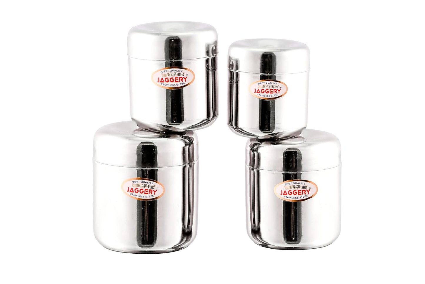 JAGGERY Stainless Steel Apple Dabba, Junior Storage Container, Canisters Set of 4 pcs (150 ml)