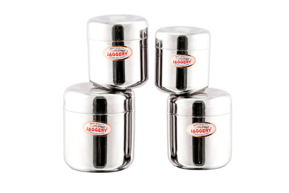 JAGGERY Stainless Steel Apple Dabba, Junior Storage Container, Canisters Set of 4 pcs (120 ml, 150 ml, 200 ml, 260 ml)
