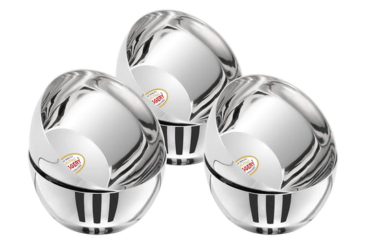 JAGGERY Stainless Steel Heavy Apple Bowl, Vati, Katori -Set of 6pcs