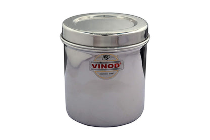 Vinod Stainless Steel Container with Lid - 800 ml, 1 L, 1.2 L, 3 Pieces, Silver