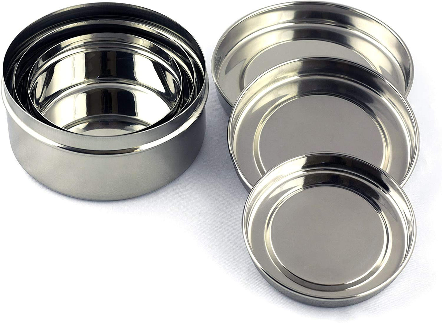 Vinod Stainless Steel Puri Dabba, Storage Containers - Pack of 3 (Diameter: 13Cm, 11Cm, 10Cm), Silver