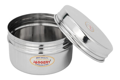 JAGGERY Stainless Steel Mini Storage Container, Screwdabbi (Pack of 4, Capcity-150 ml)