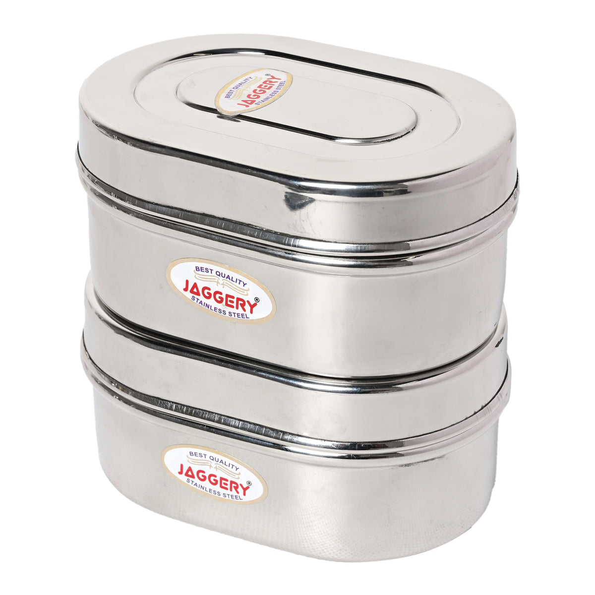 JAGGERY Stainless Steel Capsule Shape Steel Container with Steel Lid