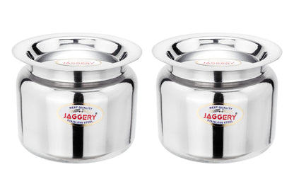 JAGGERY Stainless Steel Ghee Pot,Oil Pot, Pack of 2pcs,Capacity-250ml, (Dia-8.5cm, H-6.5cm)