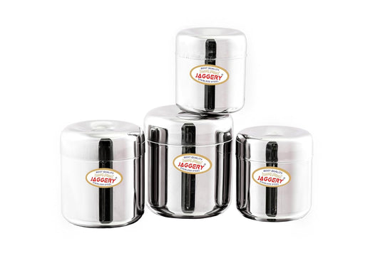 JAGGERY Stainless Steel Apple Dabba, Junior Storage Container, Canisters Set of 4 pcs (120 ml, 150 ml, 200 ml, 260 ml)