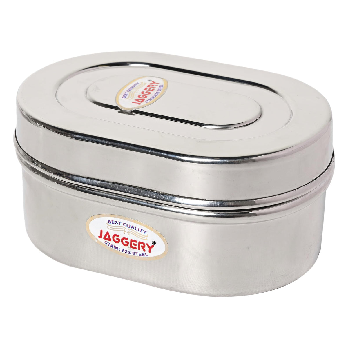 JAGGERY Stainless Steel Capsule Shape Steel Container with Steel Lid