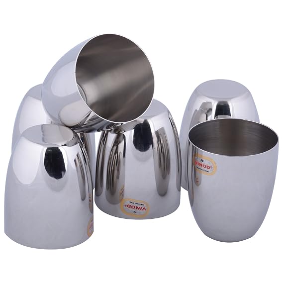 Vinod Stylish Vento Steel Glass 300 ml,6 Piece, Service for 6