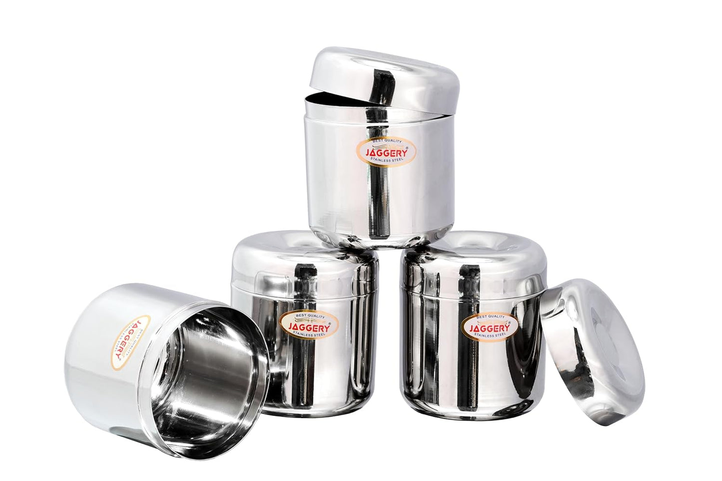 JAGGERY Stainless Steel Apple Dabba, Junior Storage Container, Canisters Set of 4 pcs (260 ml)