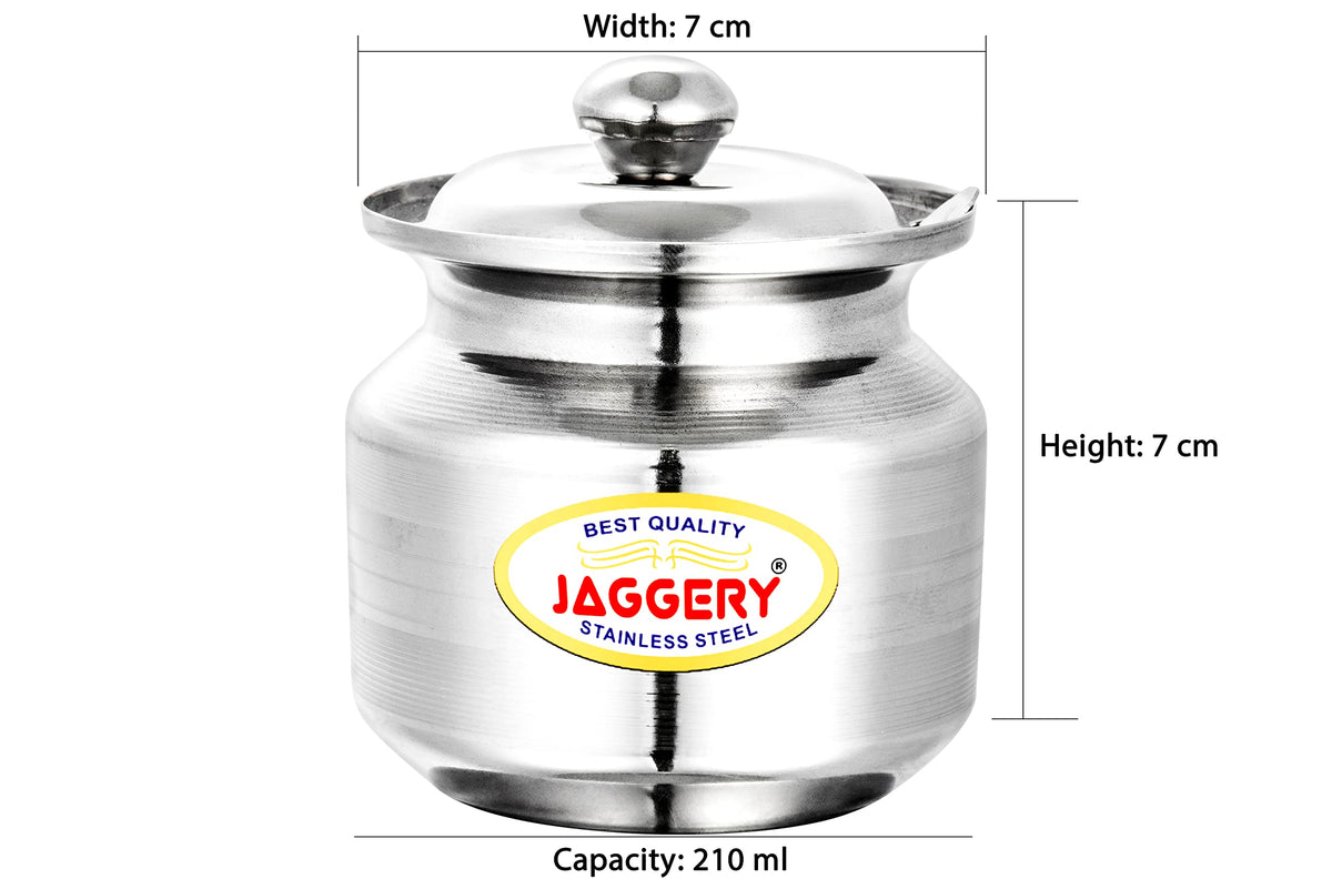JAGGERY Stainless Steel Ghee Dani Oil Pot Oil Dispenser With Lid And Spoon