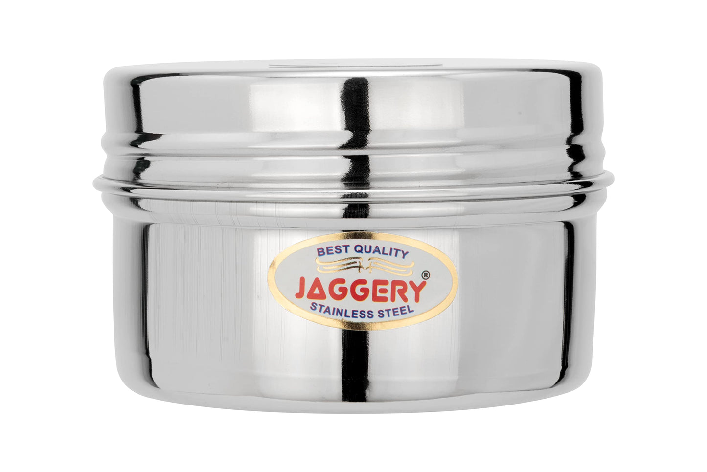 JAGGERY Stainless Steel Mini Storage Container, Screwdabbi, Pack of 2 (Dia-8.5cm,7.5cm) and (Dia-7.5cm, H-5cm, Capcity)