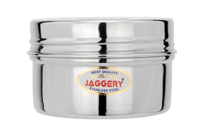 JAGGERY Stainless Steel Mini Storage Container, Screwdabbi, Pack of 2 (Dia-8.5cm,7.5cm) and (Dia-7.5cm, H-5cm, Capcity)