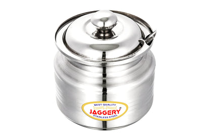 JAGGERY Stainless Steel Ghee Dani Oil Pot Container Kitchen Storage Container With Spoon, Dispenser Oil Container With Lid And Spoon, Capacity- 210ml (Pack of 2)
