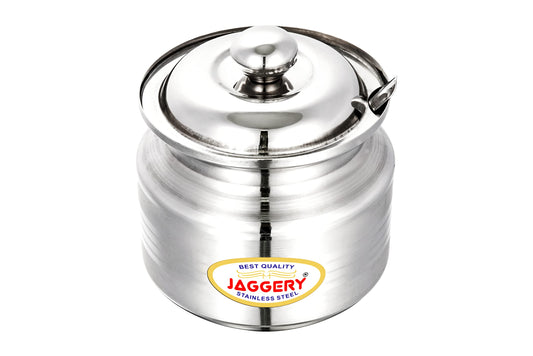 JAGGERY Stainless Steel Ghee Dani Oil Pot Container Kitchen Storage Container With Spoon, Dispenser Oil Container With Lid And Spoon, Capacity- 210ml (Pack of 2)
