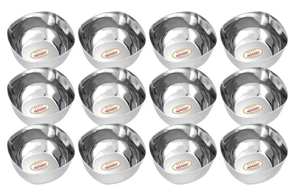 JAGGERY Stainless Steel Square Shaped Dessert Bowl Pack of 12 Pcs