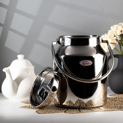 JAGGERY Stainless Steel Jointless Barni/Steel Milk Can/Oil Can/Milk Container/Liquid Container (Approx 2 litre/2000ml)