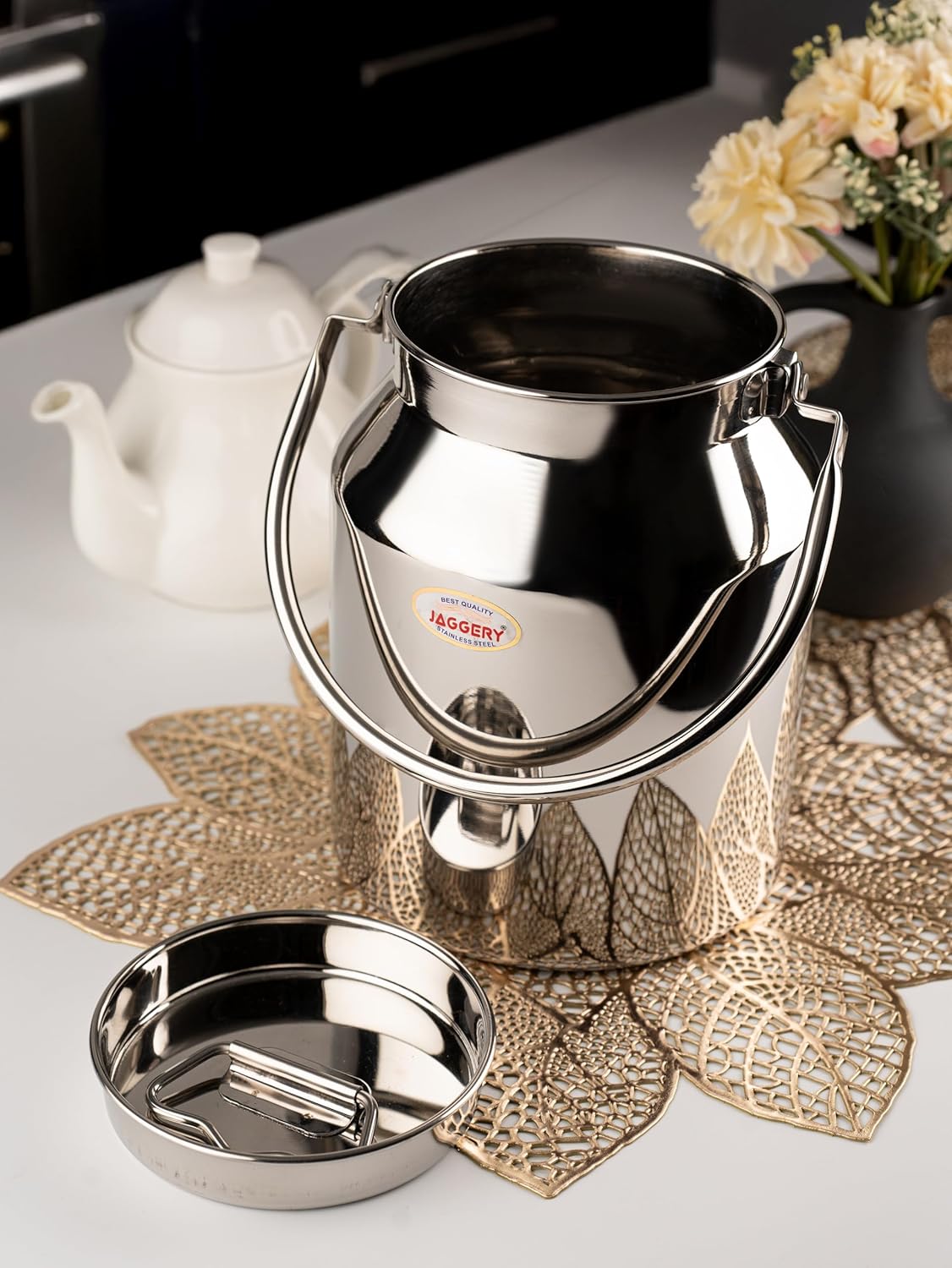 JAGGERY Stainless Steel Jointless Barni/Steel Milk Can/Oil Can/Milk Container/Liquid Container (Approx 1 litre/1000ml)