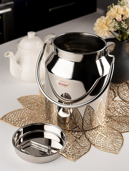 JAGGERY Stainless Steel Jointless Barni/Steel Milk Can/Oil Can/Milk Container/Liquid Container (Approx 3.5 litre/3500ml)