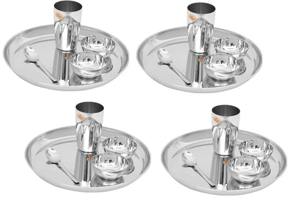Vinod Stainless Steel 20 pcs Thali Set/Dinner Set/Bhojan Set of Dinner Plate, Katori Bowl, Glass, Spoon (Assembled Dinnerware) kh13