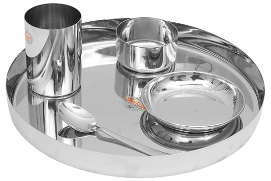 Vinod Stainless Steel Dinner Set, 5-Piece, Service for 1, V.Thali Set (Khum 13)