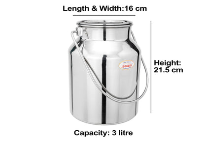 JAGGERY Stainless Steel Jointless Milk Can (Capacity- 1500ml) Milk Pot, Container with Handle