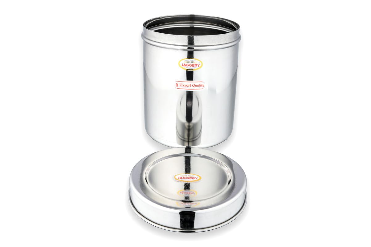 JAGGERY® Stainless Steel Tall Container, Ubha Dabba (Set of 6) (Dia_12 cm, Height 14.5 cm, Capacity_1 Litre)