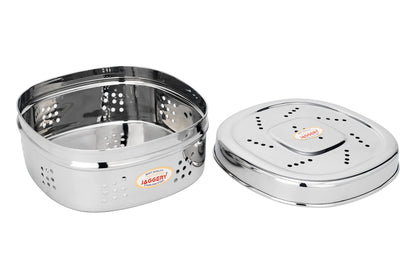 JAGGERY Stainless Steel Hole Puri Dabba/Sprout Canister with Air Ventilation Coriander Box/Dhaniya Dibba/Steel Storage Dabba, Capacity -800ml