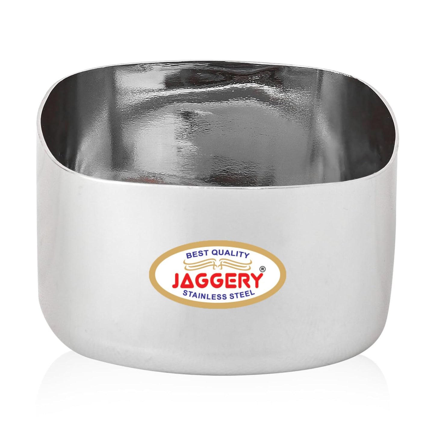 JAGGERY Heavy Gauge Stainless Steel Square Bombay Wati Katori with Mirror Finish Sturdy And Durable For Home And Kitchen – 7 cm L&W, Set of 6pc, 150ML Each - Silver