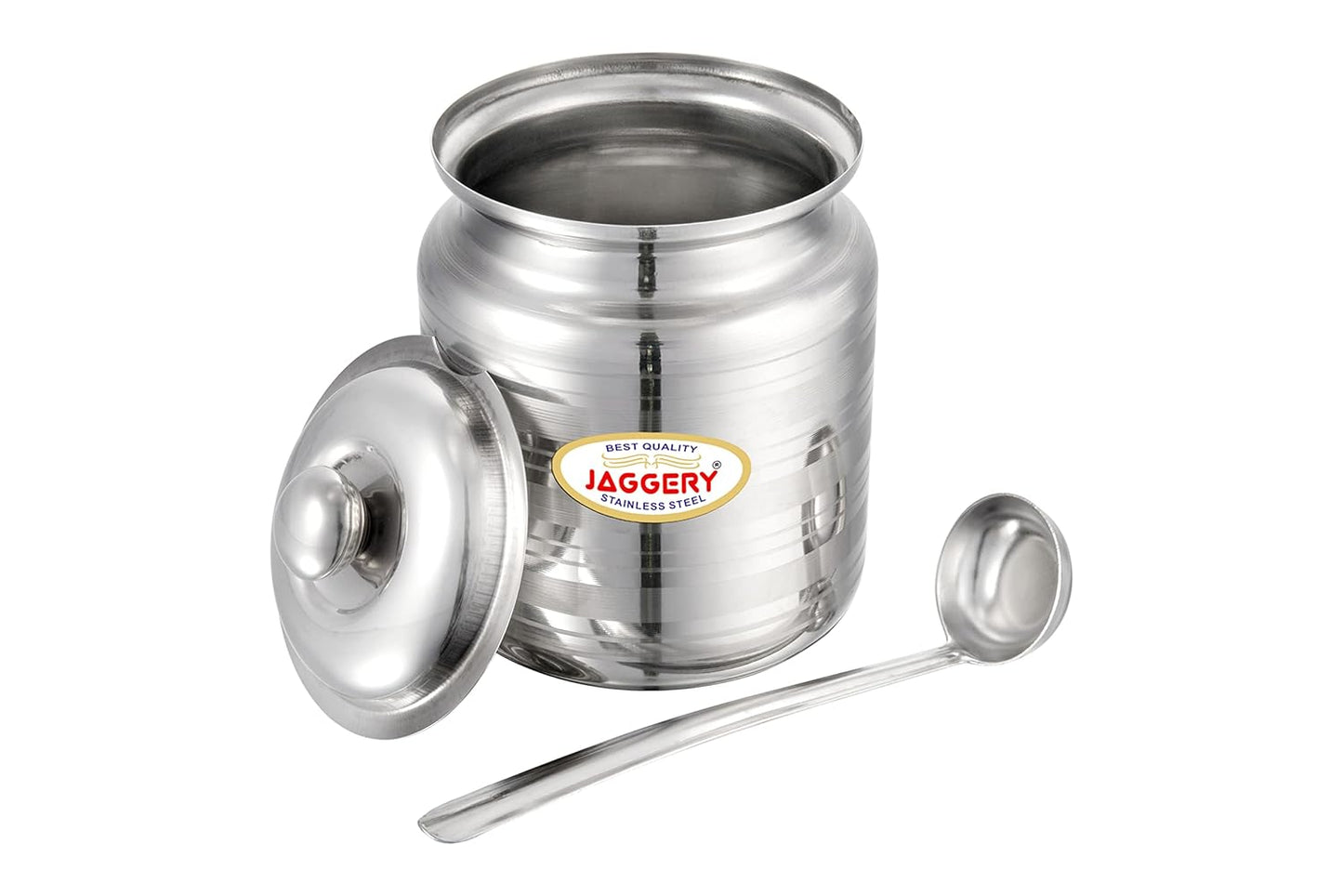 JAGGERY Stainless Steel Ghee Dani Oil Pot Container Kitchen Storage, Dispenser Oil Container With Lid And Spoon (pack of 2pcs) Capacity-450ml