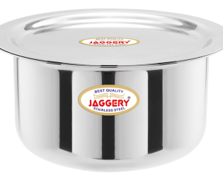 JAGGERY Brand- Stainless Steel Round Bottom Heavy Gauge Patila/Bhagona/Tapeli/Tope with Lid 300ml, 450ml, 650ml (Pack of 3)