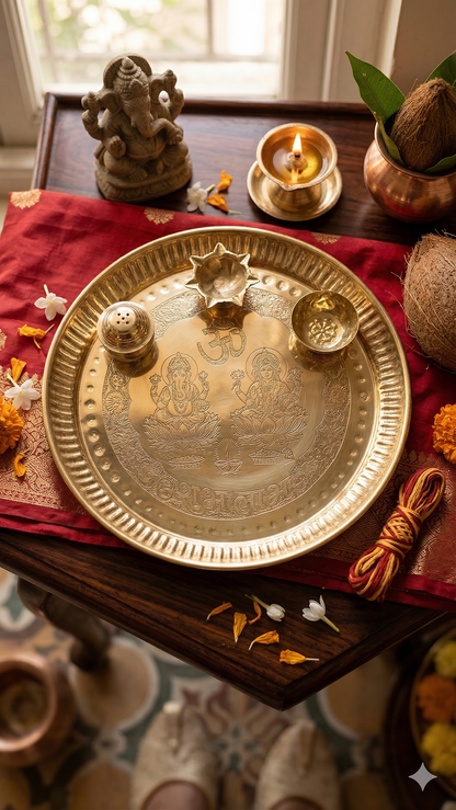 Pooja thali set brass