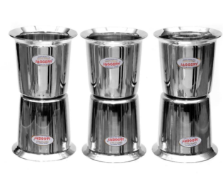 JAGGERY- Extra Heavy and Sturdy Steel Coffee and Tea Glass/Set of 6/ South Indian Design/Full Capacity 240ml