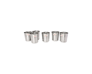 JAGGERY Small Stainless Steel Drinking Glasses Set of 6 Tumbler for Tea/Glass Set Water/Juice Glass (Design 5)
