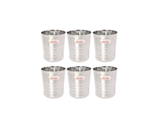 JAGGERY Small Stainless Steel Drinking Glasses Set of 6 Tumbler for Tea/Glass Set Water/Juice Glass (Design 5)