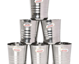 JAGGERY Small Stainless Steel Drinking Glasses Set of 6 Tumbler for Tea/Glass Set Water/Juice Glass (Design 5)